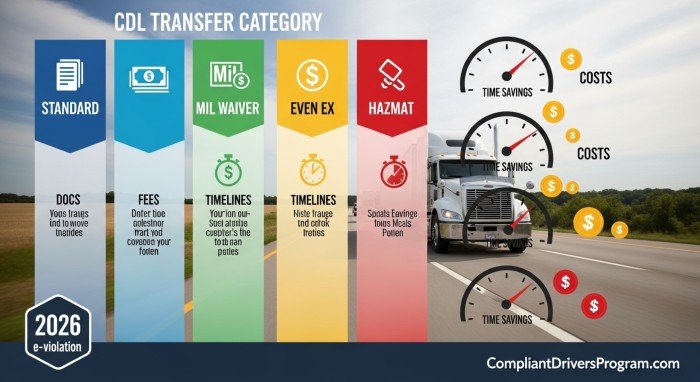 Military veteran CDL transfer to another state comparison chart 2026