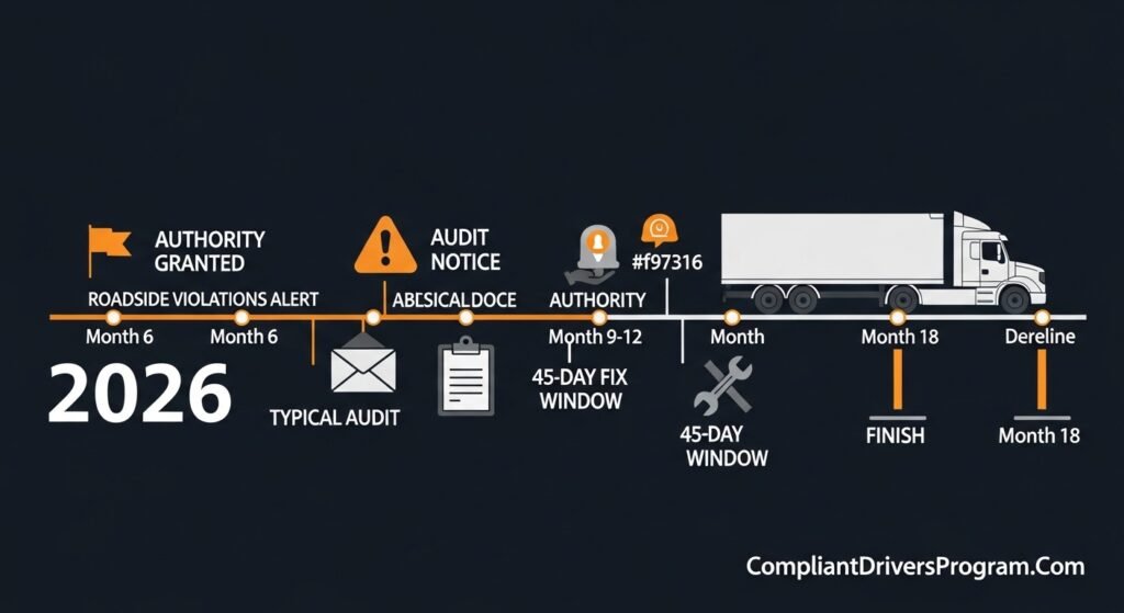 Complete 2026 new entrant audit timeline showing audit notice periods and response deadlines