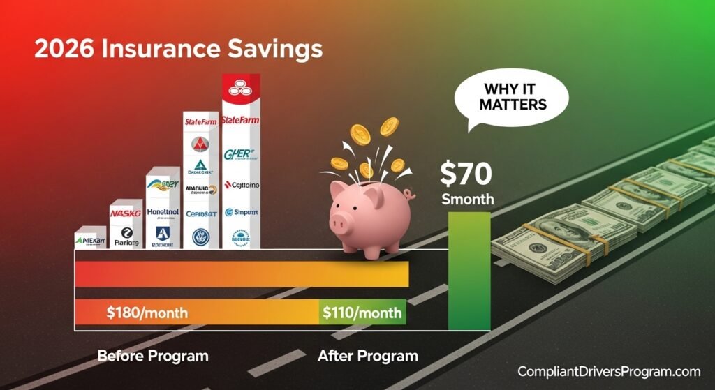 Graph showing why compliant drivers insurance saves money in 2026