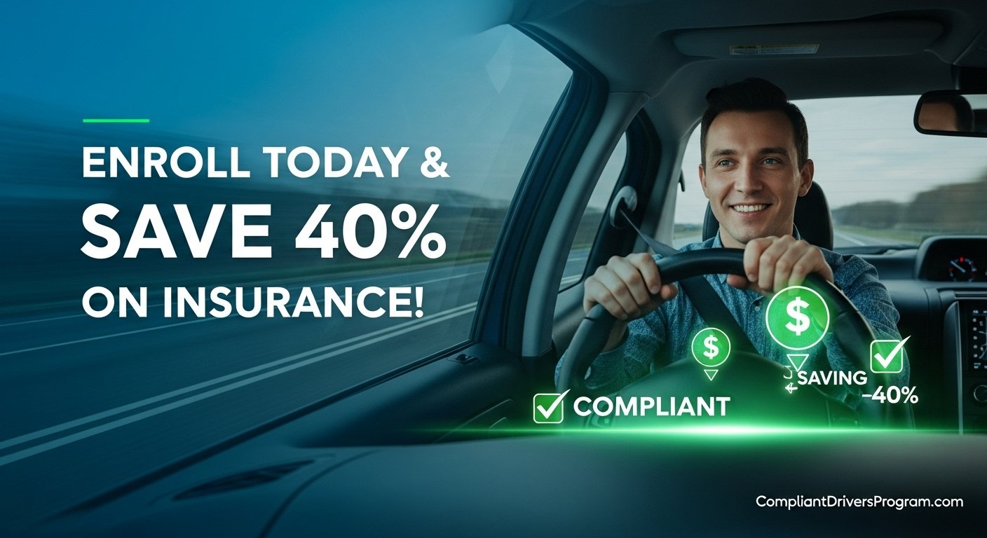 Driver enrolling in compliant driver's program insurance dashboard with savings