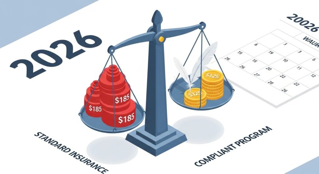 Visual comparison of high standard insurance rates versus low compliant drivers program insurance cost.