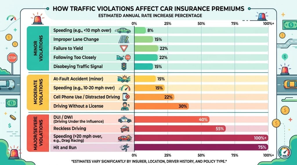 How different MVR violations affect CDL driver insurance rates