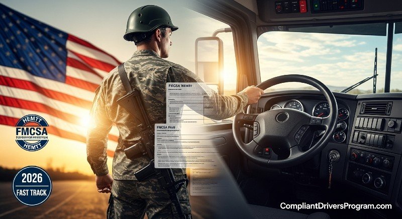 Veteran transitioning from military truck to civilian CDL semi with skills test waiver