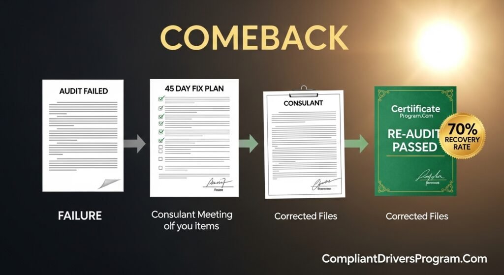 Recovery journey from failed new entrant audit to successful re-audit within 90 days