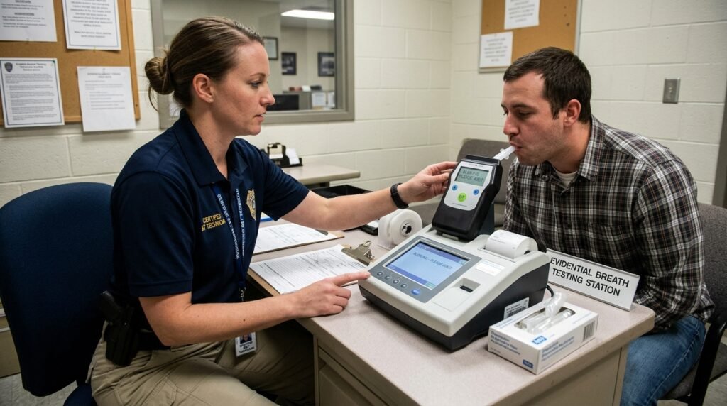 DOT breath alcohol testing device used for CDL driver screening