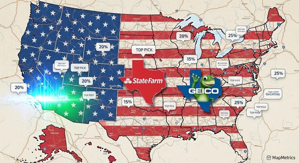Map of best compliant drivers insurance by state