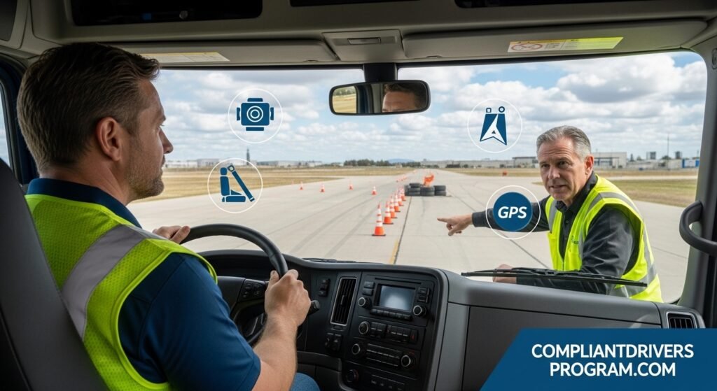 Truck driver completing safety training program