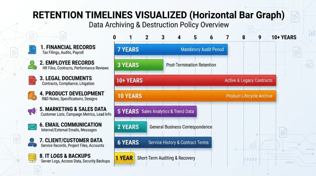 How long to keep DOT records chart showing retention periods by document type