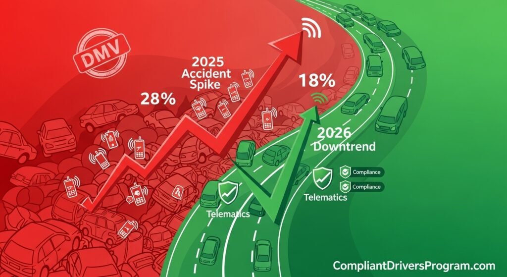 Graph of insurance claims drop from compliant drivers 2026 updates
