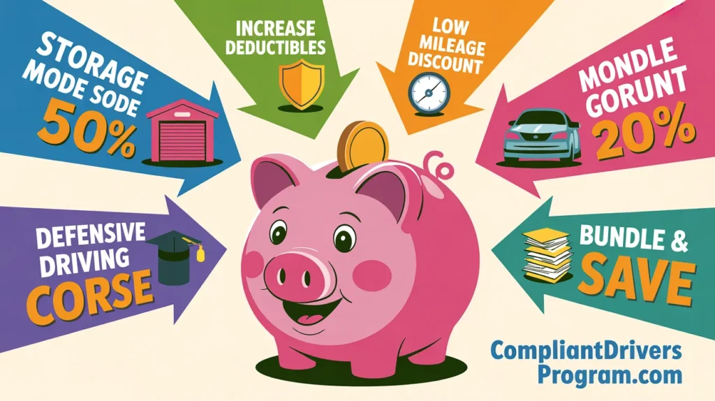 Money-saving tips infographic for reducing camper insurance premiums